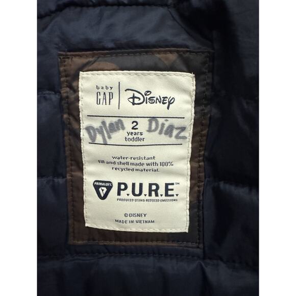 Baby Gap Disney Mickey Mouse Lightweight Puffer Jacket Brown Size 2T - Picture 5 of 6